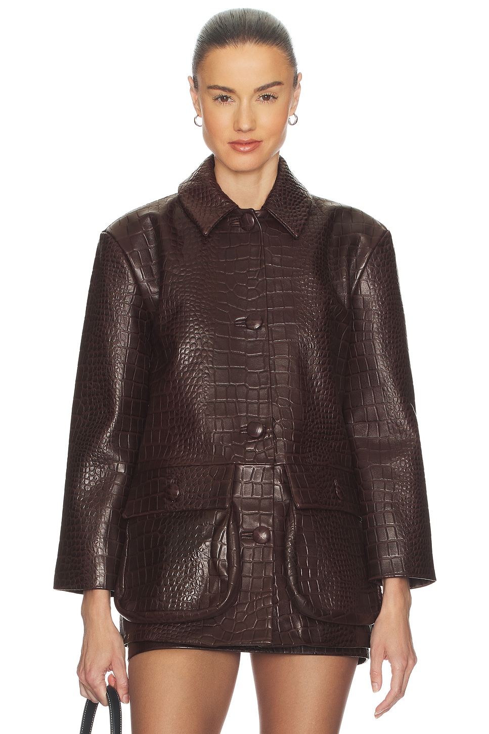 Schoolyard Jacket in Leather With Croc Emboss