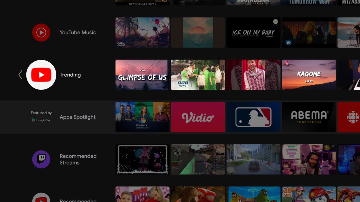Android TV interface on the Mecool HomePlus KA1