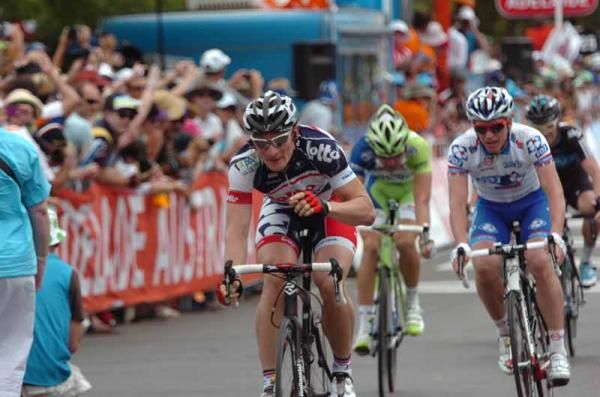 Andr&eacute; Greipel (Lotto-Belisol) makes the most of his powerful sprint
