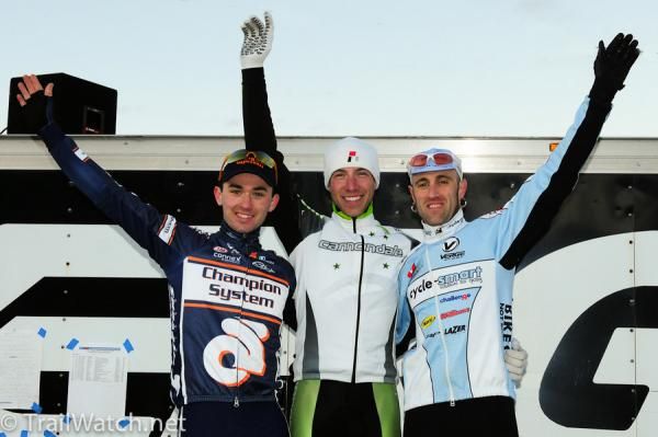 The elite men's podium (l-r): Luke Keough, Jeremy Powers and Adam Myerson.