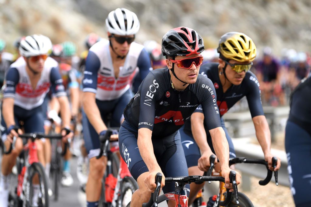 RINCON DE LA VICTORIA SPAIN AUGUST 24 Thomas Pidcock of United Kingdom and Team INEOS Grenadiers during the 76th Tour of Spain 2021 Stage 10 a 189km stage from Roquetas de Mar to Rincn de la Victoria lavuelta LaVuelta21 on August 24 2021 in Rincon De La Victoria Spain Photo by Tim de WaeleGetty Images