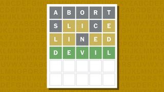 Wordle answer for game 984 on a yellow background