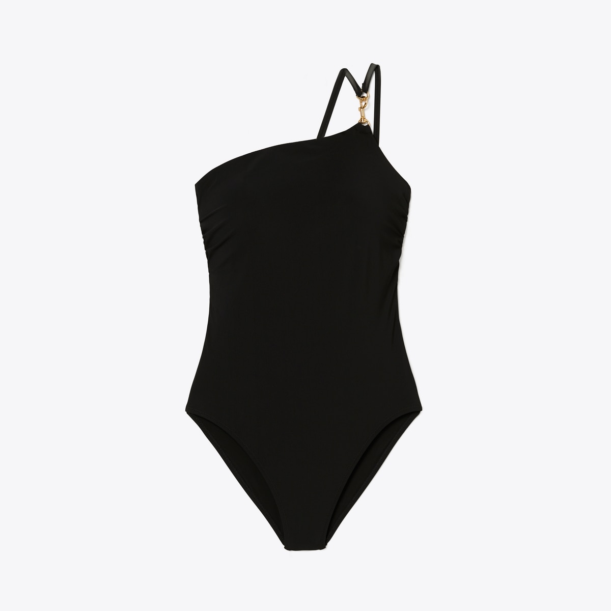 One-Shoulder Clip Swimsuit in Black, Size Xl