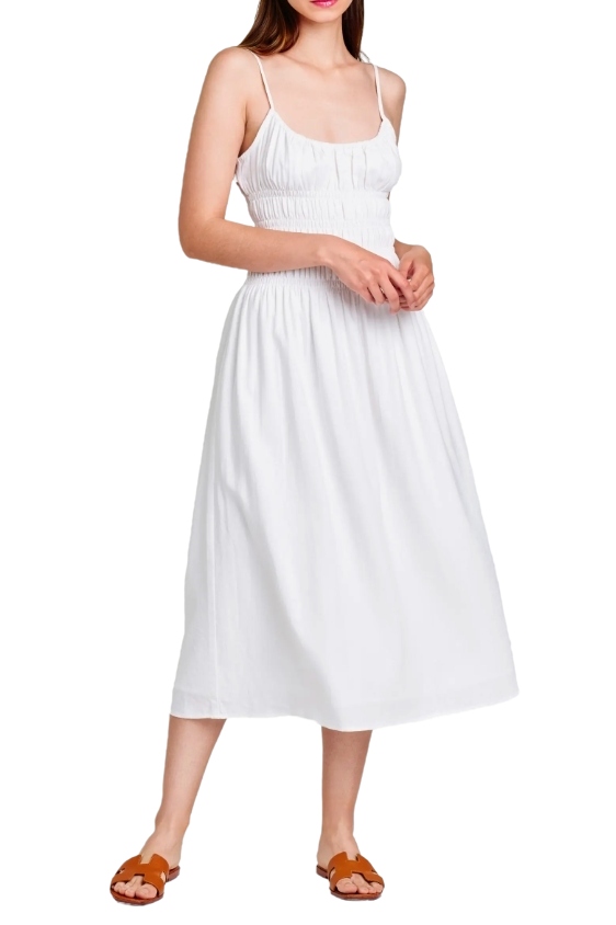 Isabelle Smocked Linen Blend Midi Sundress