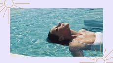 A woman in a swimming pool to illustrate how to protect your hair from chlorine