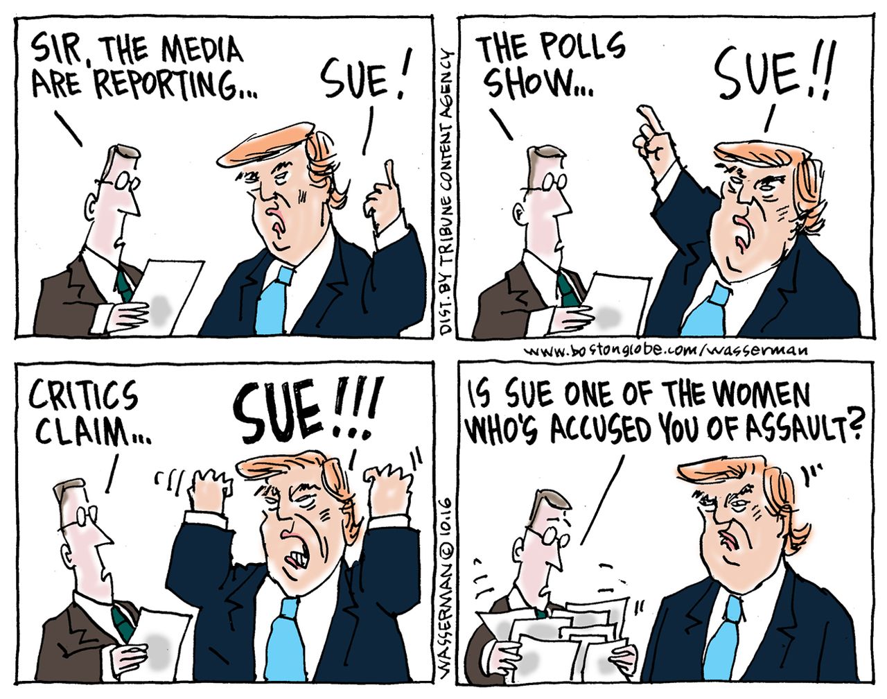 Political cartoon U.S. Donald Trump allegations