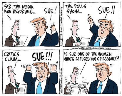 Political cartoon U.S. Donald Trump allegations