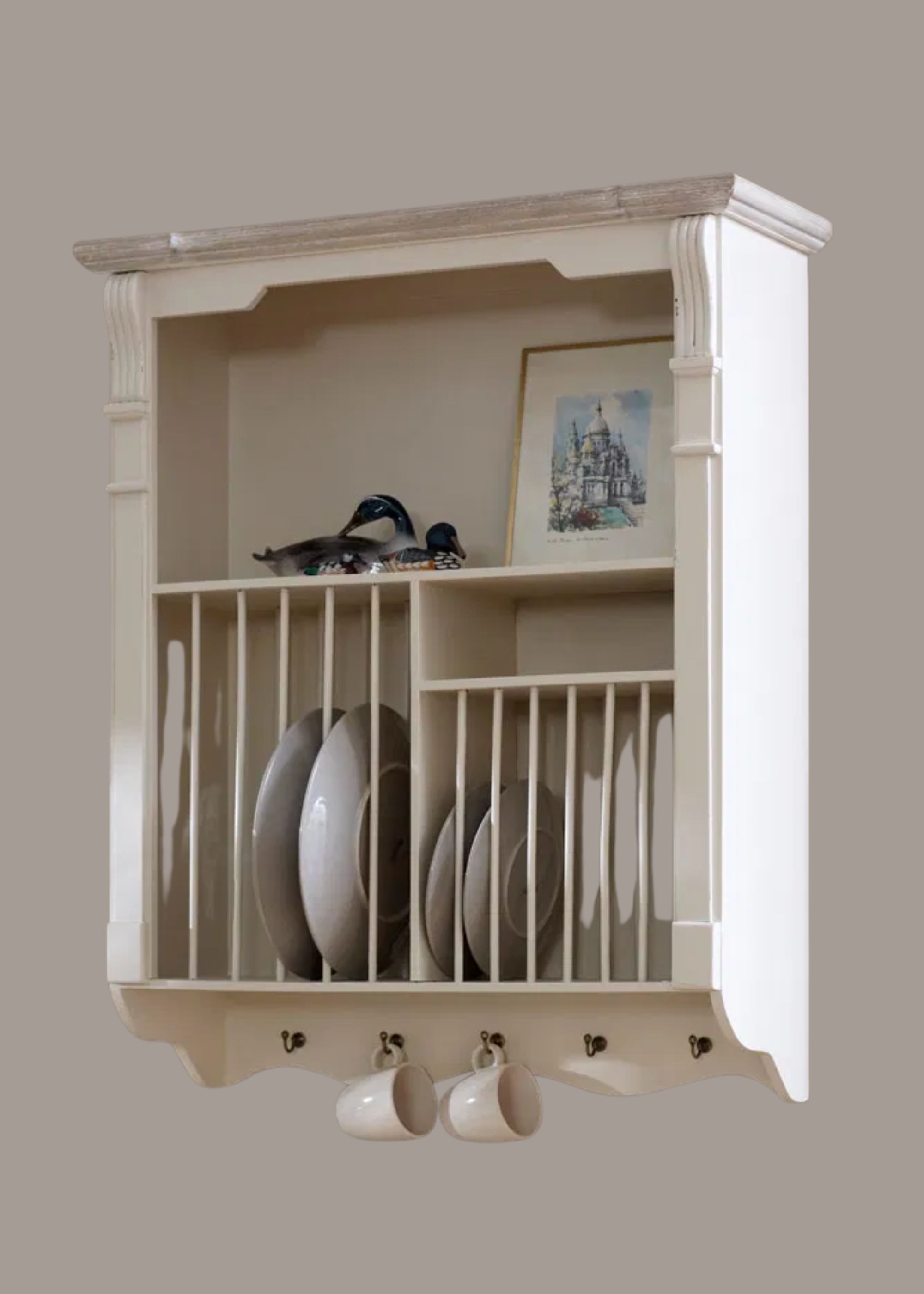 Melody Maison, Cream Wall Mounted Plate Rack 
