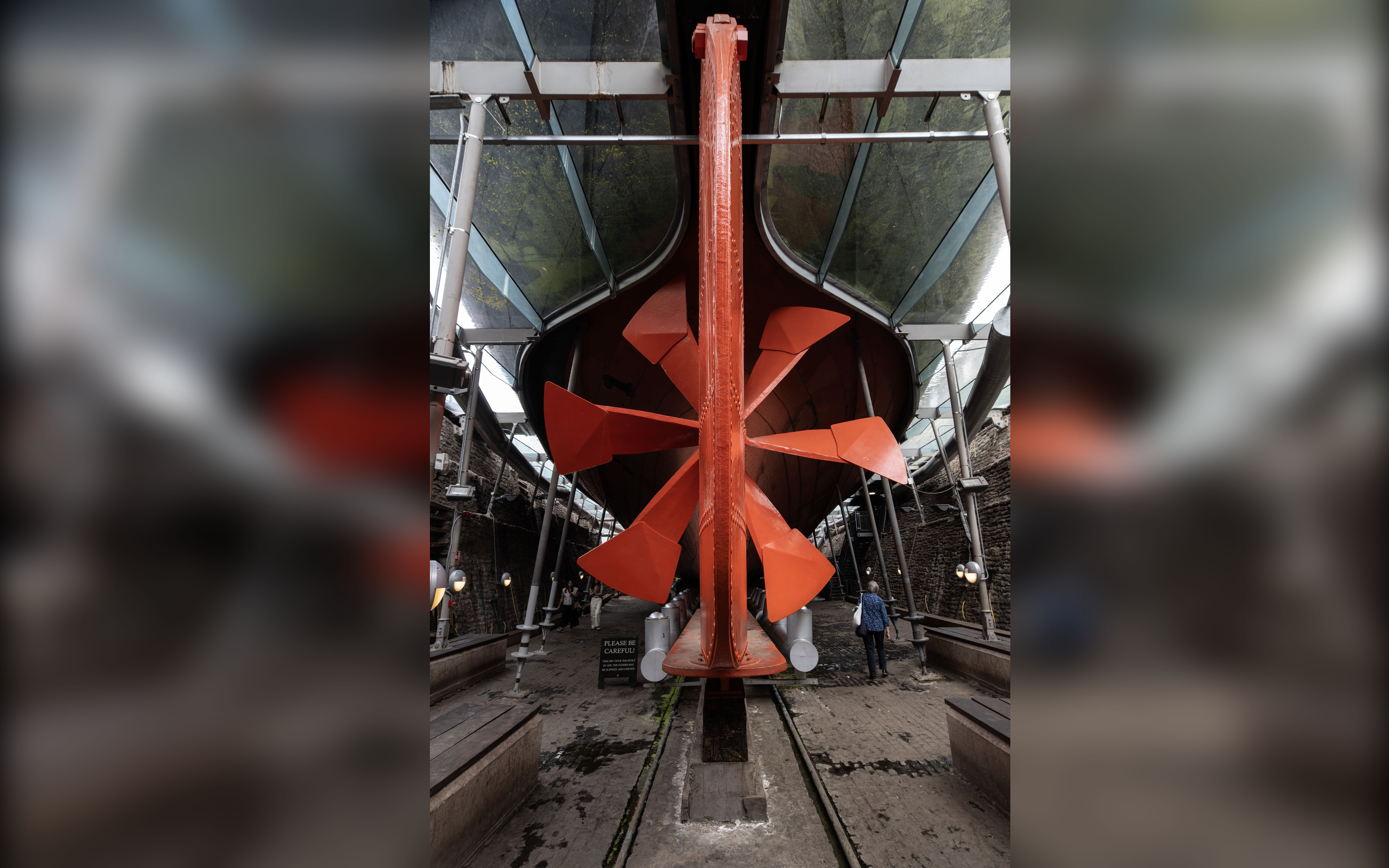 Head underneath the ship if it&amp;rsquo;s in dry dock to witness the sheer size of the rudder and propellor