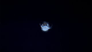ESA astronaut Tim Peake took this photo of a gouge mark on the International Space Station that was made by a fleck of space junk.