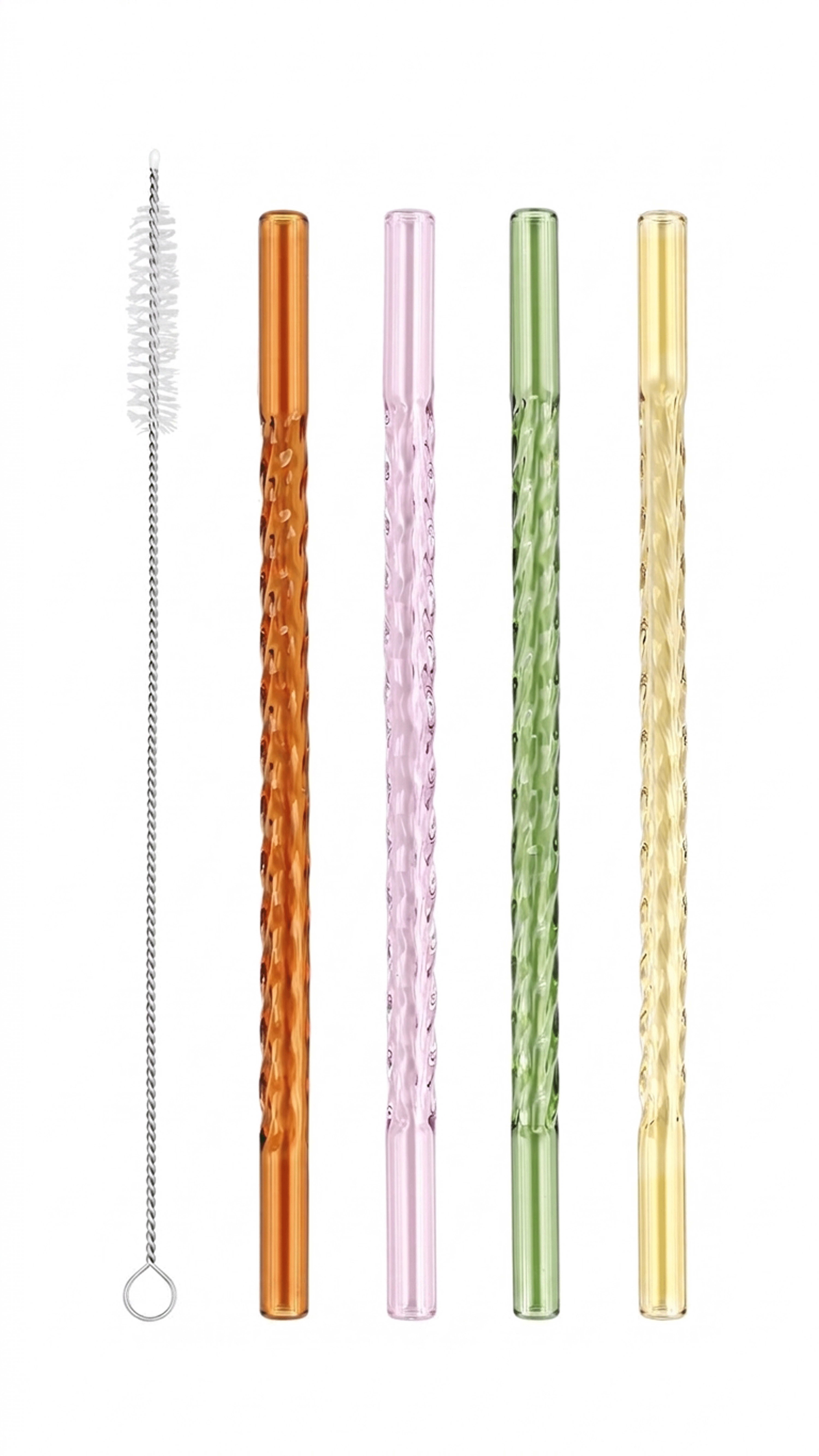 RealJoy 4 Pcs Glass Straws Reusable Glass Drinking Straws with Cleaning Brush