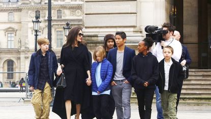 Angelina Jolie with her children visit the Louvre in Paris