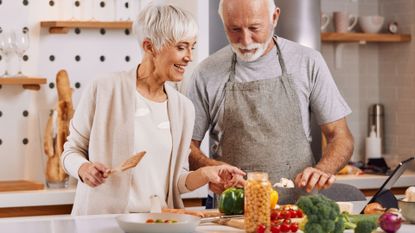 Older couple eating