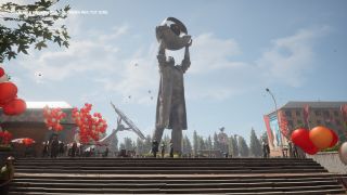 Eine triumphale Statue auf dem großen Fest am Anfang des Spiels