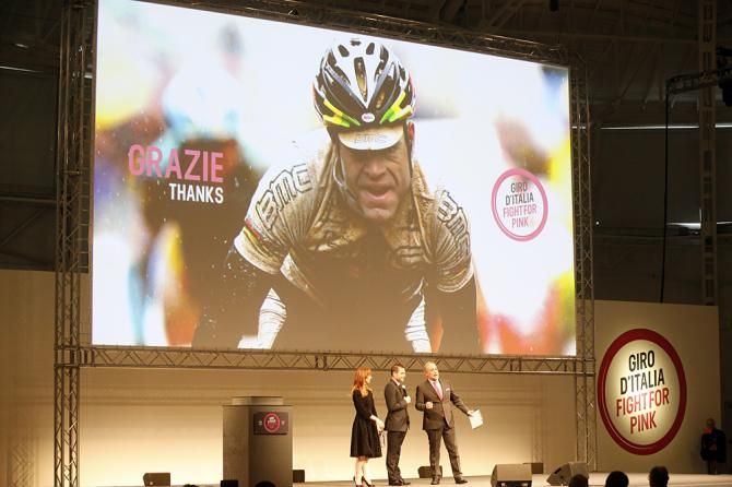 Cadel Evans was honoured at the 2015 Giro d'Italia route presentation