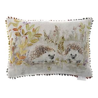 hedgehog linen cushion cotswold trading