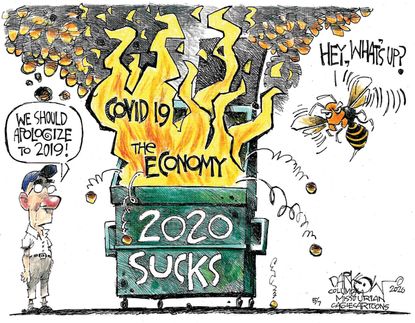 Editorial Cartoon U.S. 2020 coronavirus economy murder hornets