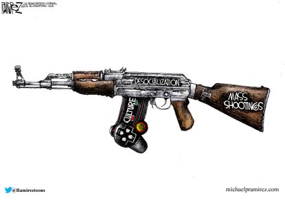 Political Cartoon Mass Shooting Desocialization Culture