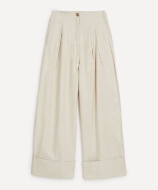 Pantalones anchos de lino fresco