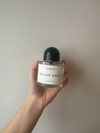 Jamie testing Byredo perfume