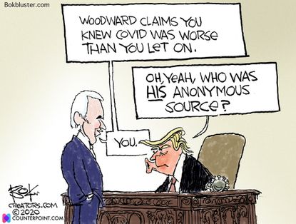 Political Cartoon U.S. Trump Woodward COVID