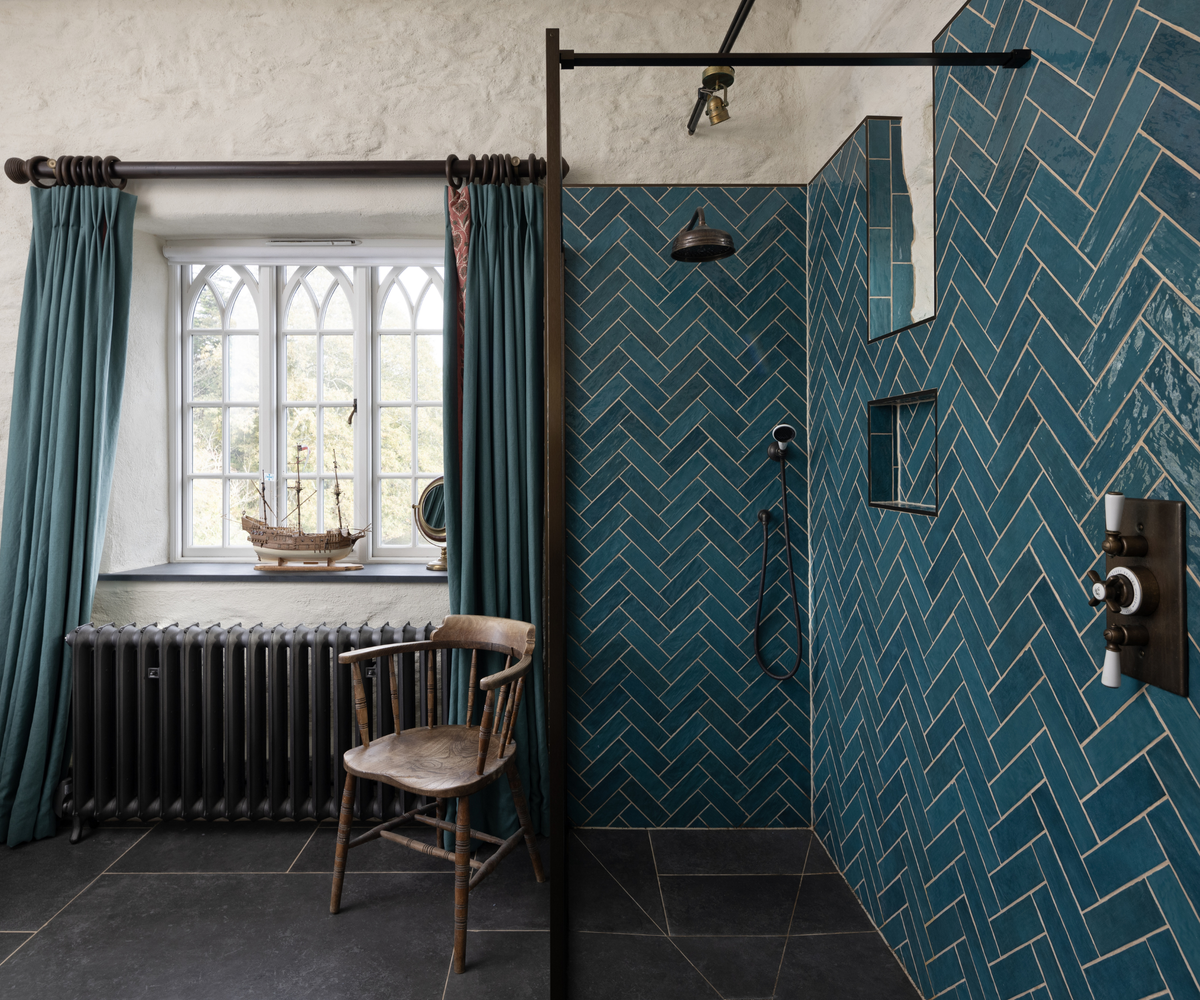 blue tiled bathroom