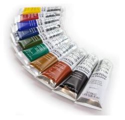 An image of different coloured Winton oil paints