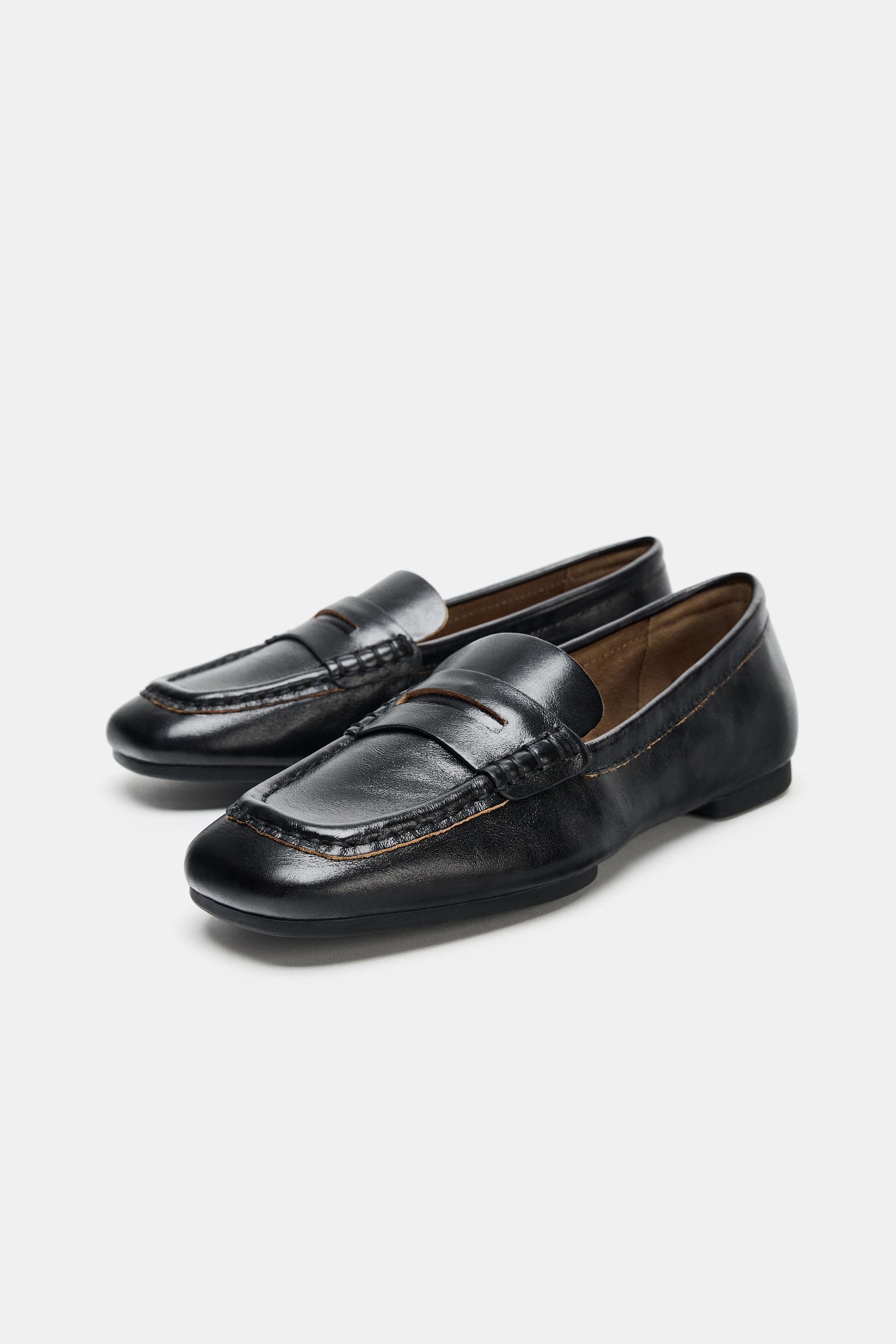 Square Toe Leather Loafers