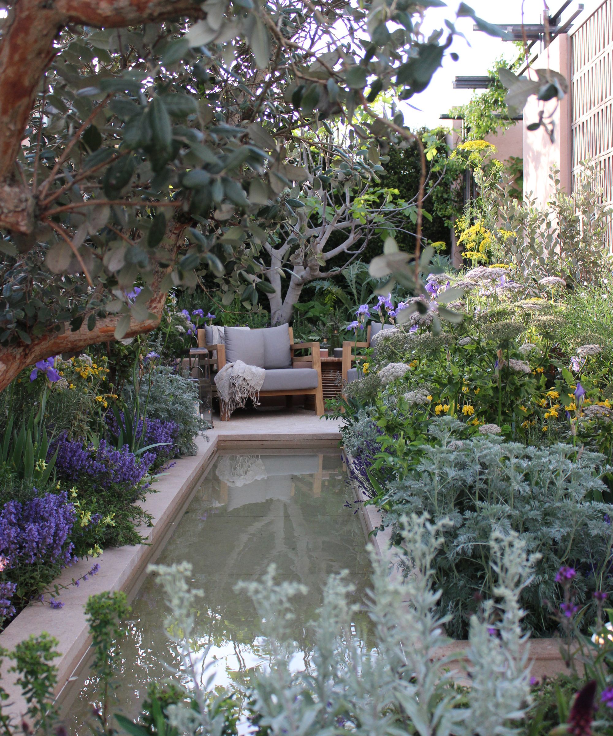 A reflective pond at RHS Chelsea Flower Show