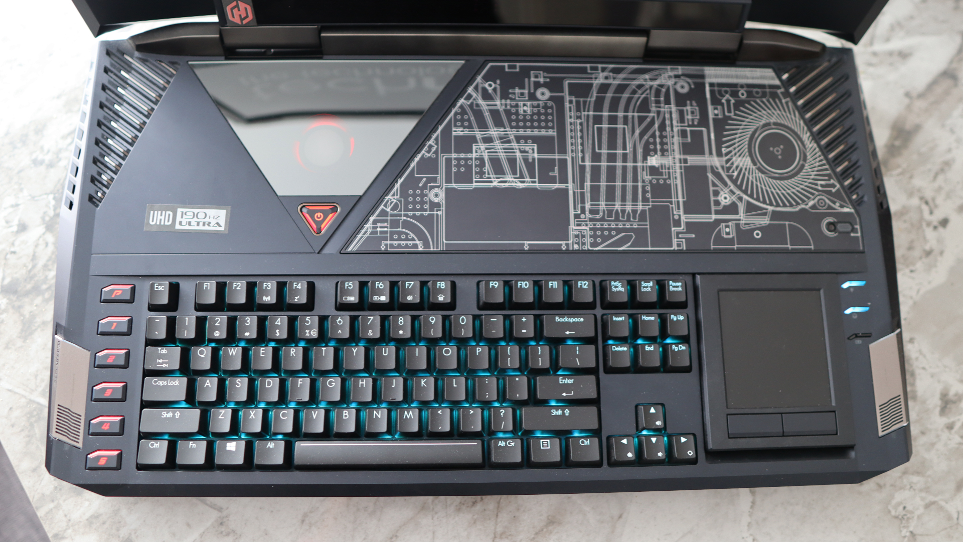 Acer Predator 21X gaming laptop on a marble table top