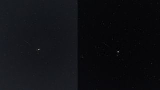 Before and after of the Clearview Plus tool used on a night sky image in DxO PhotoLab 6