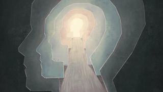 Brain, concept idea art of thinking, surreal portrait painting, conceptual artwork, 3d illustration