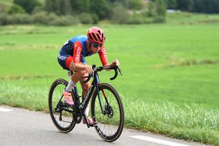 MORTEAU FRANCE AUGUST 16 Cedrine Kerbaol of France and CERATIZITWNT Pro Cycling Team competes in the breakaway during the 3rd Tour de France Femmes 2024 Stage 6 a 1592km stage from Remiremont to Morteau UCIWWT on August 16 2024 in Morteau France Photo by Alex BroadwayGetty Images