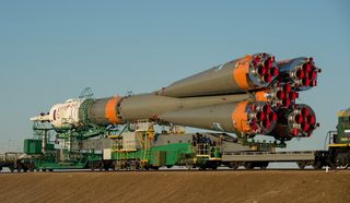 Expedition 43 Soyuz Rollout by Train