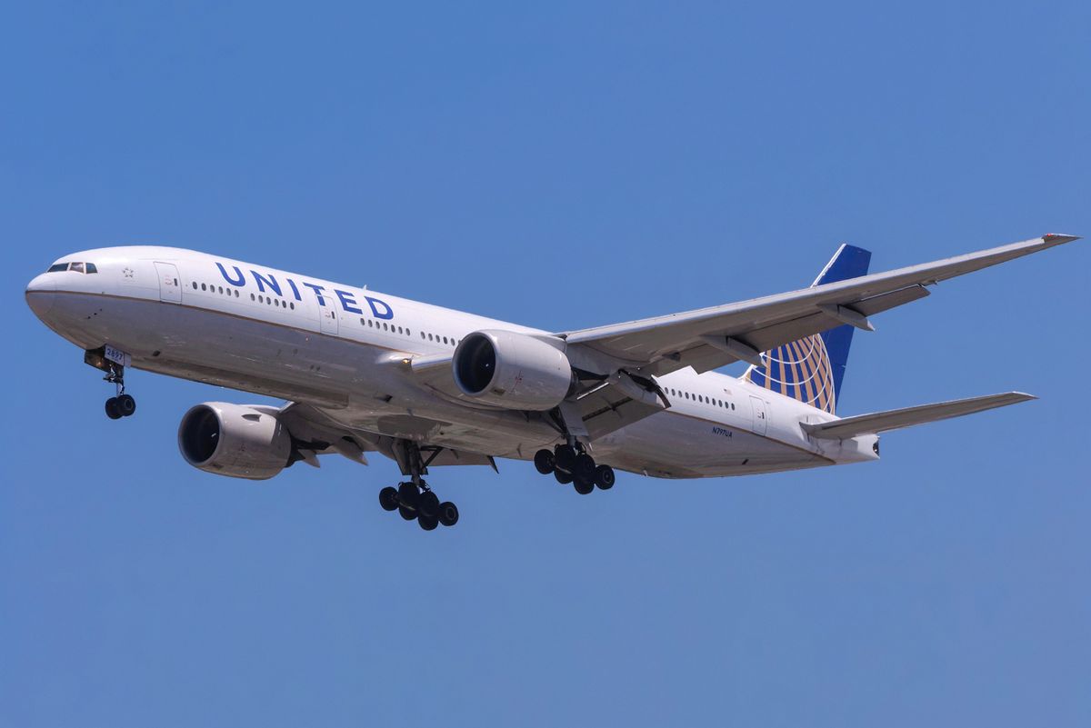 A photo of a United Airlines Boeing 777 which is apparently most affected by C-Band 5G interference 