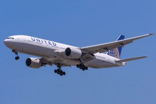 A photo of a United Airlines Boeing 777 which is apparently most affected by C-Band 5G interference 