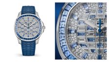 Patek Philippe AQUANAUT LUCE jewelled watch on blue rubber strap 