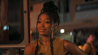 Keke Palmer smiling at the end of One Of Them Days