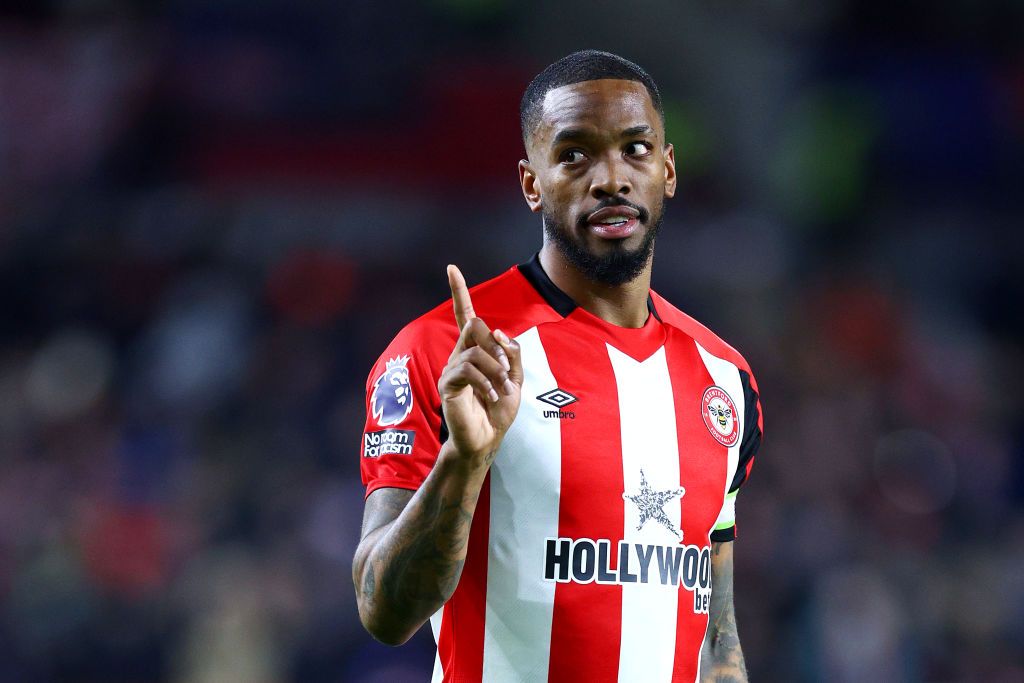 Arsenal target Ivan Toney of Brentford reacts during the Premier League match between Brentford FC and Nottingham Forest at Gtech Community Stadium on January 20, 2024 in Brentford, England.