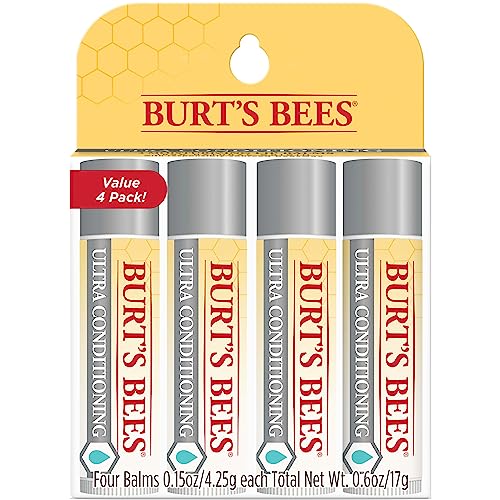 Burt&#039;s Bees Lip Balm, Moisturizing Lip Care, 100% Natural Origin, Ultra Conditioning With Shea, Cocoa &amp;amp; Kokum Butter (4 Pack)