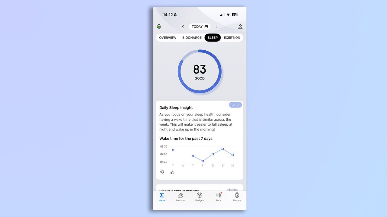 a screenshot from the zepp app showing sleep tracking used with amazfit active 3 premium