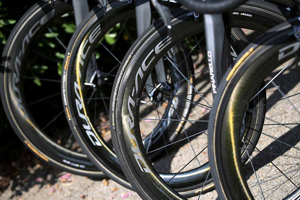 Team INEOS / Pinarello Bike / Shimano Dura -Ace Wheel / Continental Tire / Detail view / during the 106th Tour de France 2019