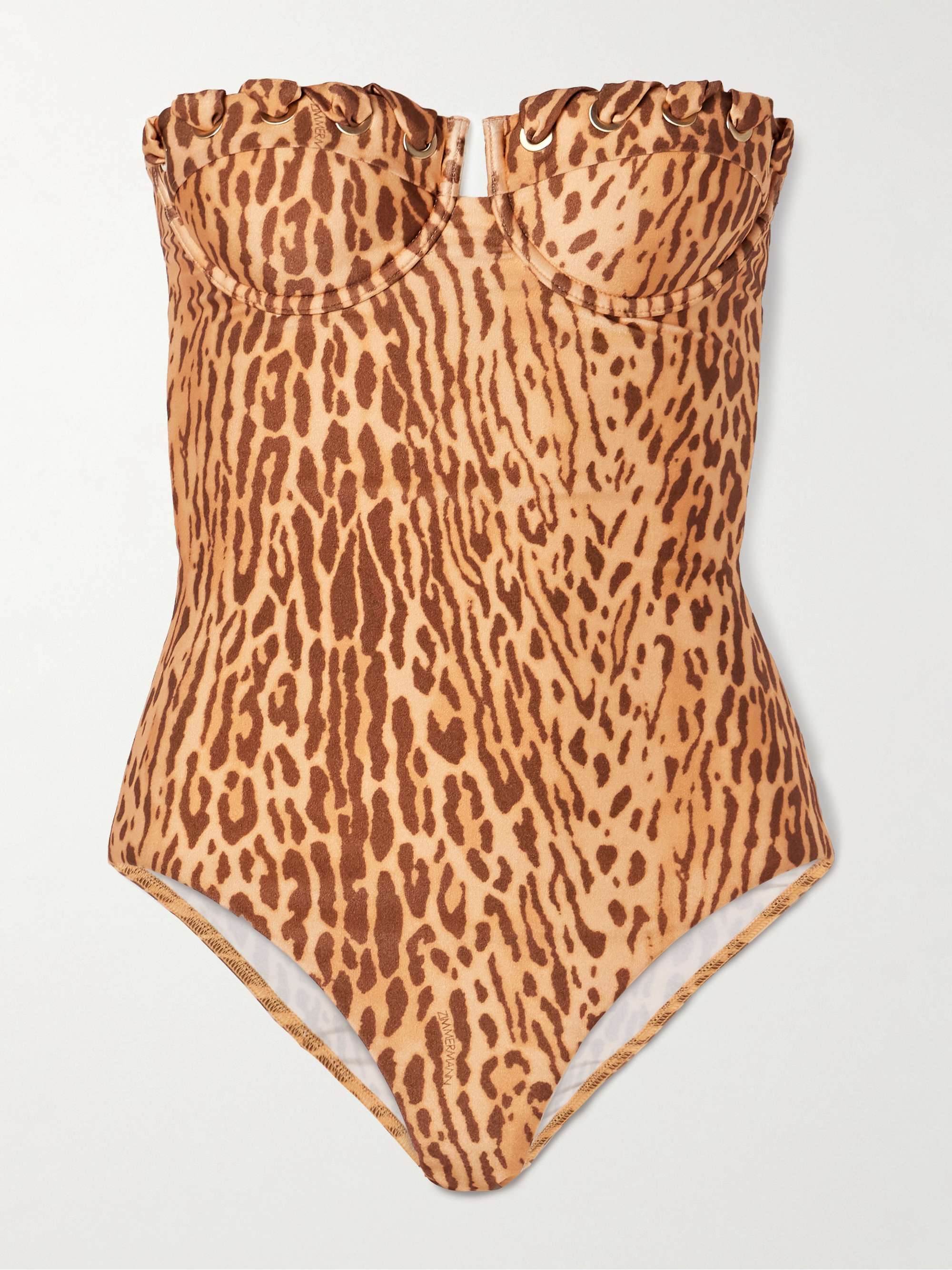 Cascadian Whipstitched Leopard-Print Underwired Swimsuit