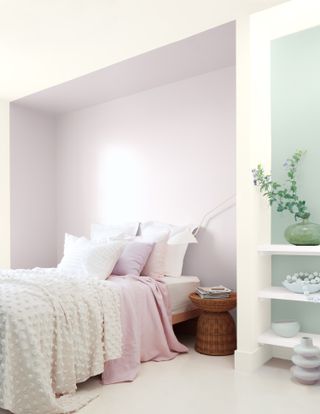 A bed niche painted violet