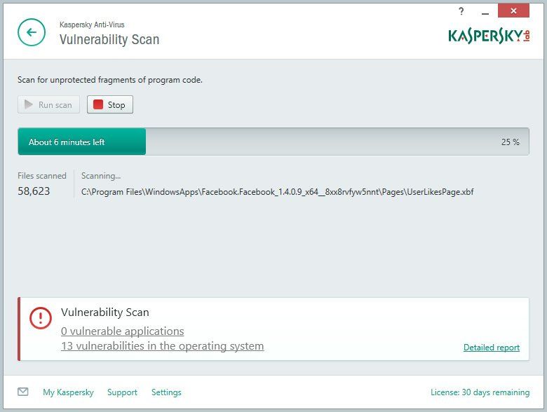 Kaspersky Anti-Virus 2015 vulnerability screen