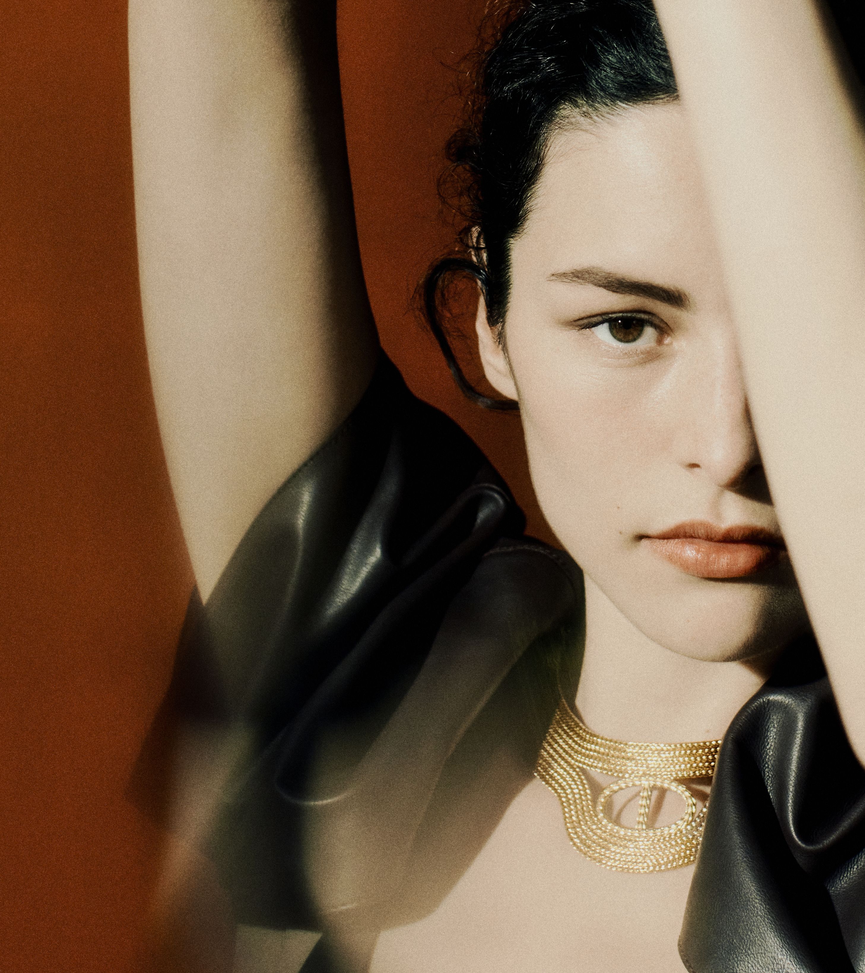 Chain jewellery on model