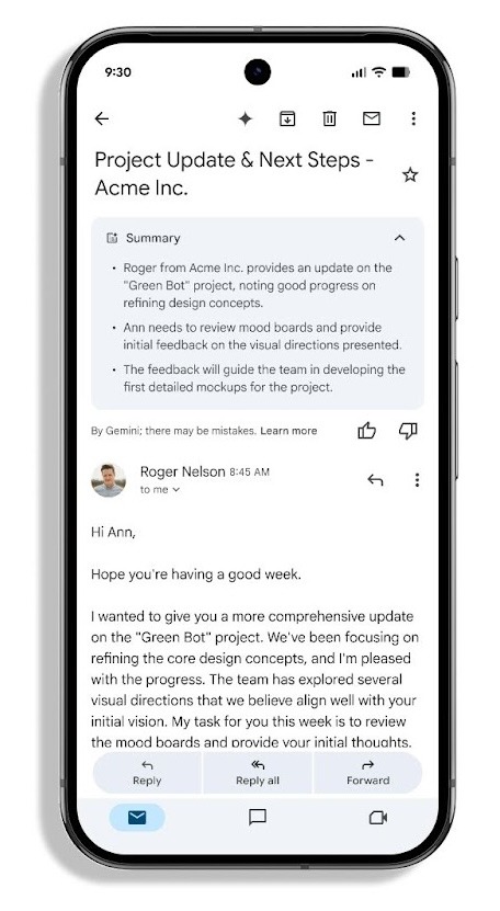 Gemini summaries in Gmail for Android