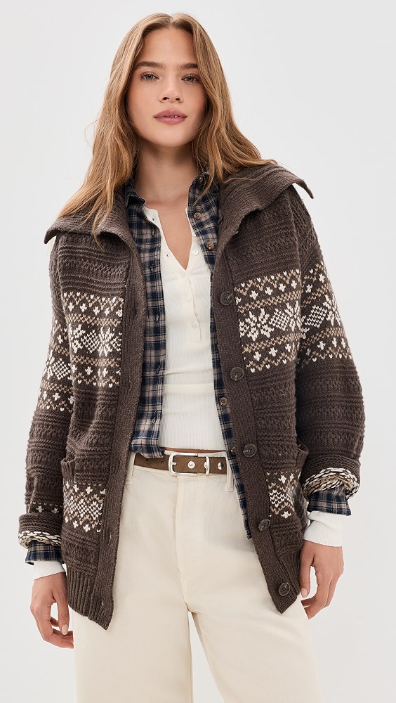 Dakar Cardigan - Dark Brown Multi