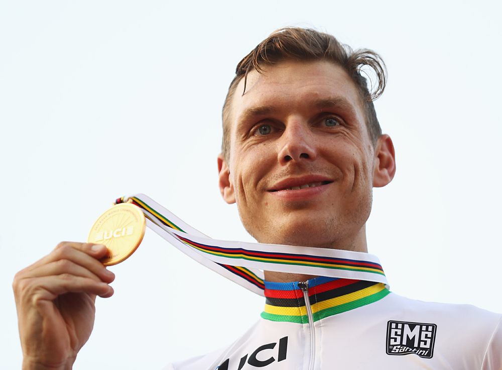 Tony Martin (Germany) wins his fourth world title in the men's time trial