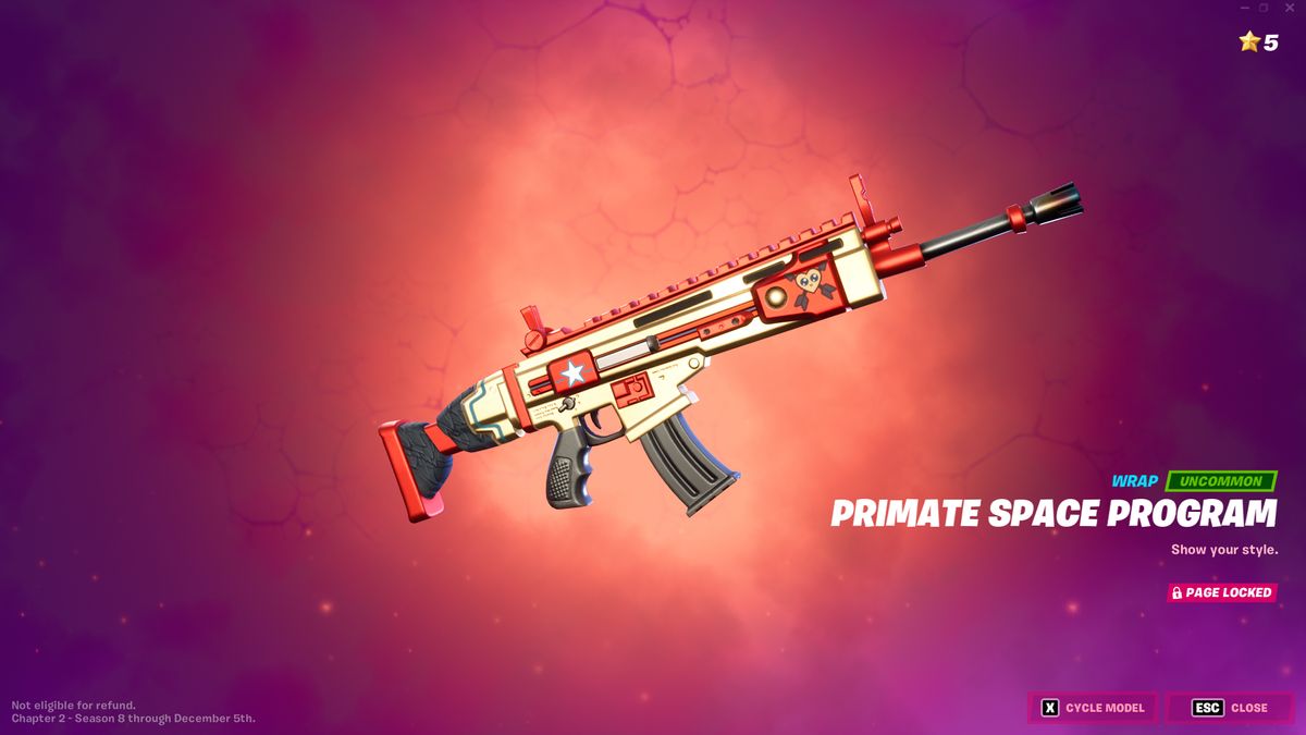 Fortnite's Chapter 2, Season 8 battlepass includes a new player skin J.B. Chimpanski, a Russian space chimp with out-of-this-world accessories.